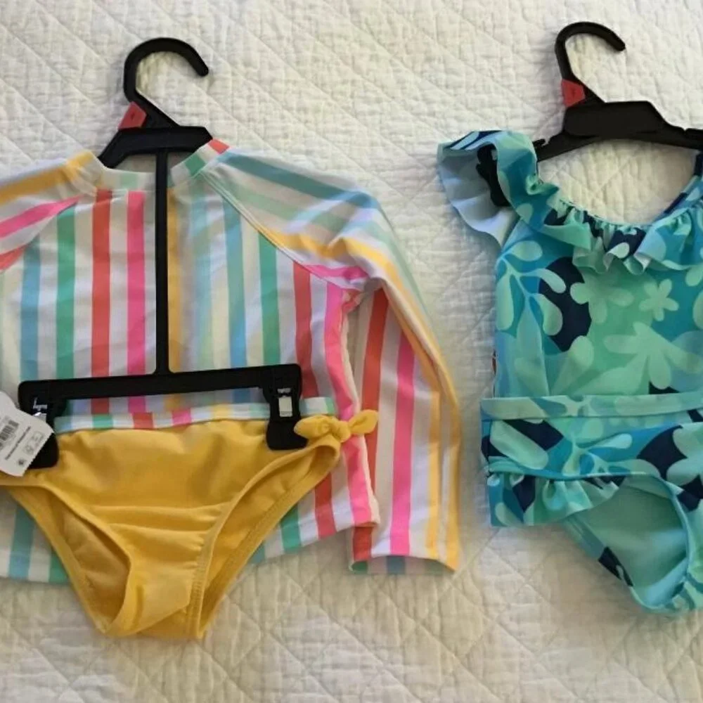 NWT‎ - Wonder Nation Swimsuit 2-Piece + 2-Piece Wonder Nation Long-Sleeve Bikini